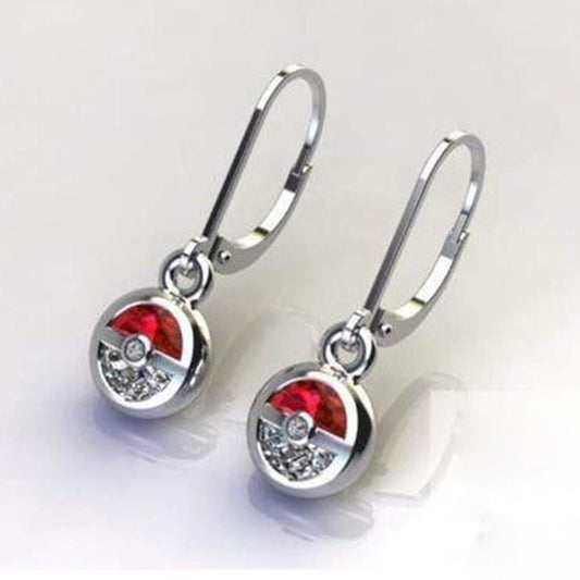 Creative Poke Ball Red and White Small Hoop Women's Earrings