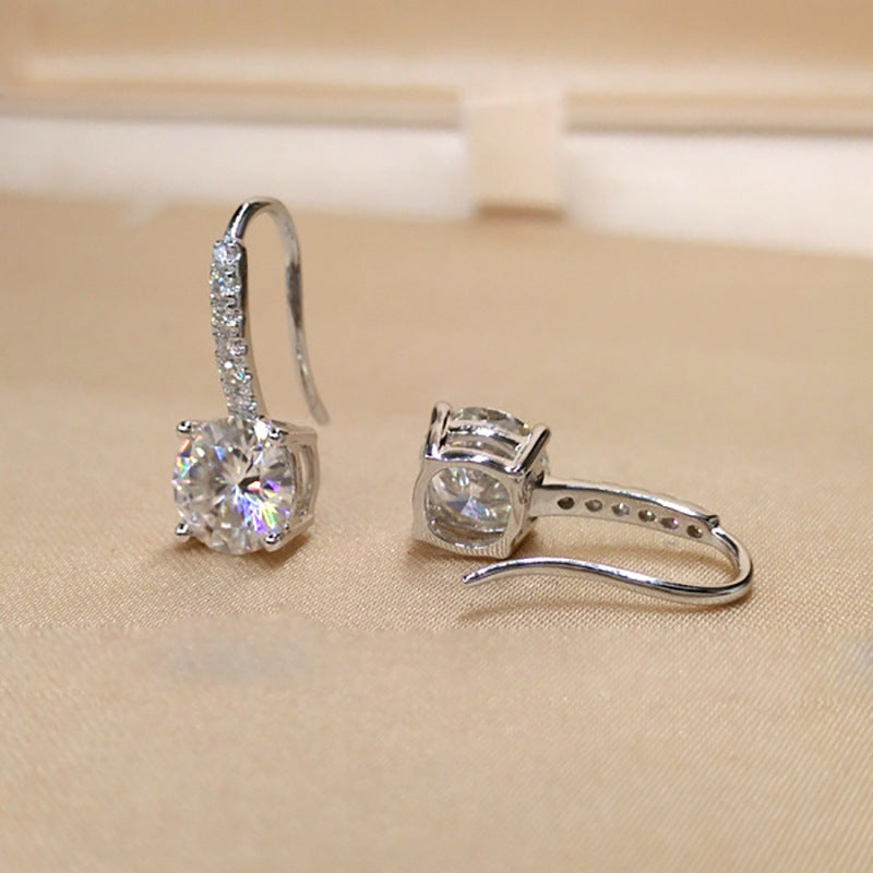 Hot Sale Simple Four-Claw Zircon Hook Earrings
