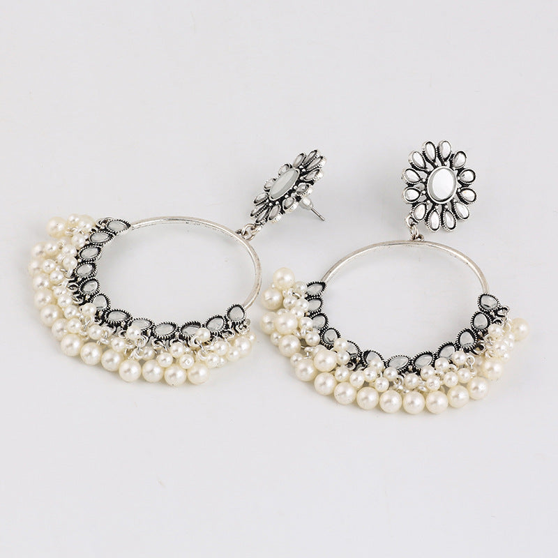 Indian Earrings Traditional Round Beaded Earrings Chandali for Wowen-Gold/Silver - enjoyinshopping