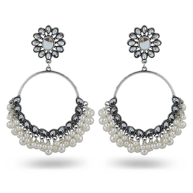 Indian Earrings Traditional Round Beaded Earrings Chandali for Wowen-Gold/Silver - enjoyinshopping