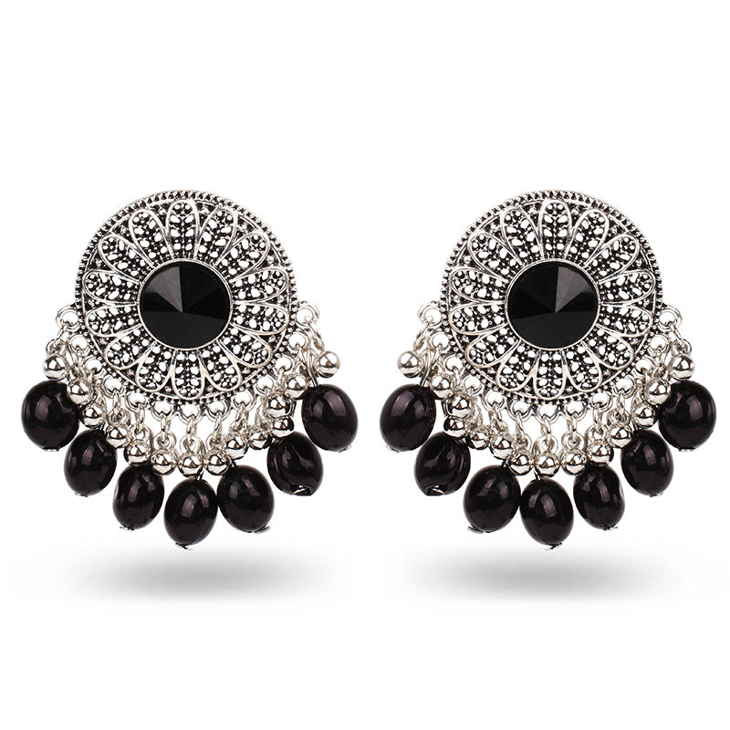 Indian Earrings Traditional Imitation Agate Beaded Small Stud Earrings