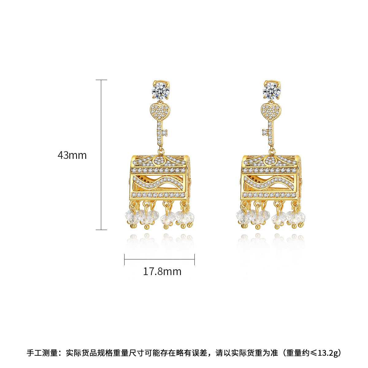 High-Quality Indian Style Earrings Bollywood Inlaid Zircon Lock & Key Luxury Jhumka Jhumki Jumka Earrings-Gold - enjoyinshopping