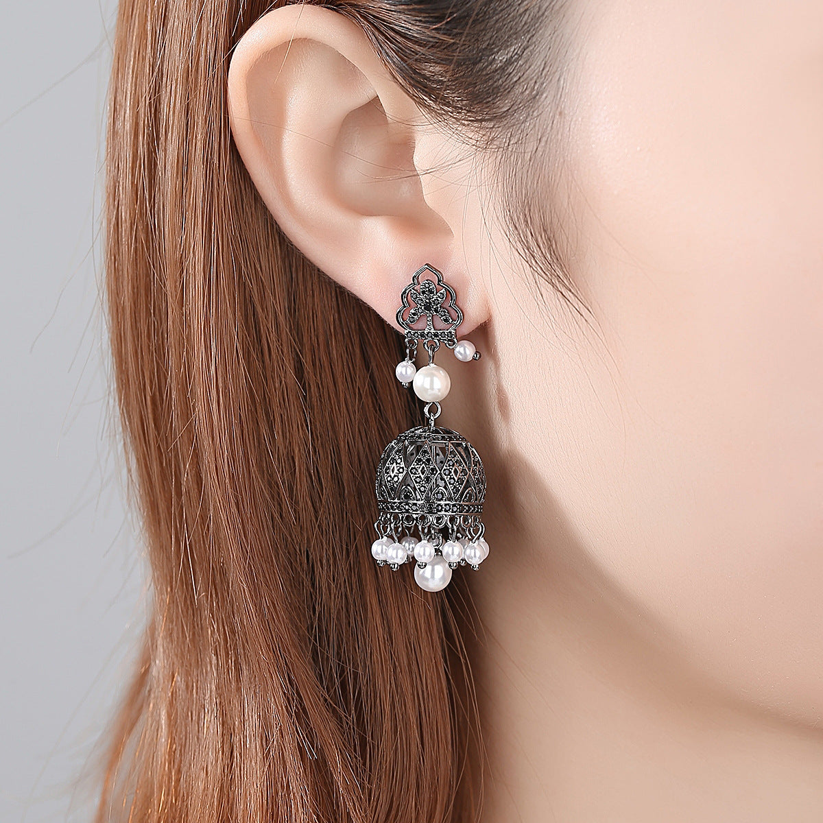 High-Quality Indian Style Earrings Bollywood Inlaid Zircon Luxury Jhumka Jhumki Jumka Earrings-Gold - enjoyinshopping