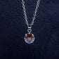 Red and White ball pendant short necklace (including chain)