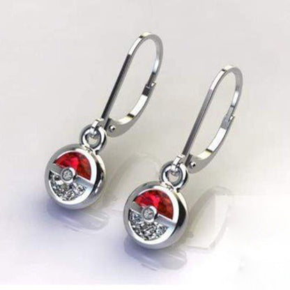 Creative Poke Ball Red and White Small Hoop Women's Earrings