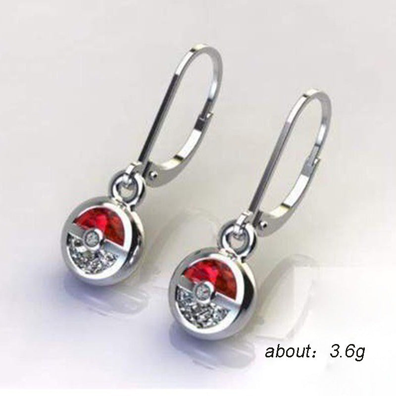 Creative Poke Ball Red and White Small Hoop Women's Earrings