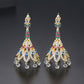 High-Quality Indian Style Earrings Bollywood Inlaid Zircon Peacock Tail Shape Luxury Jhumka Jhumki Jumka Earrings-Gold - enjoyinshopping