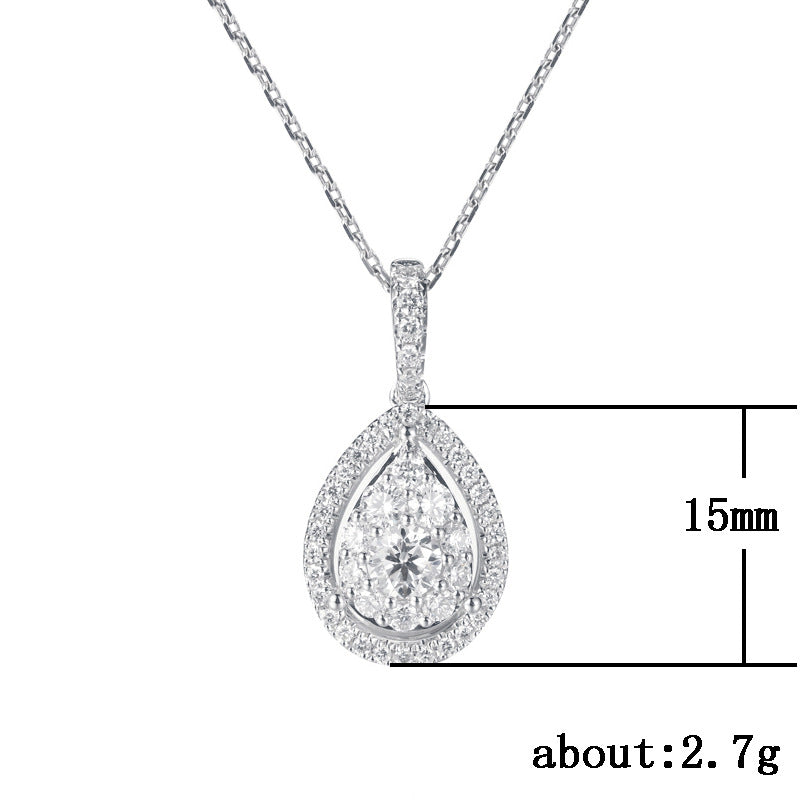 Popular Korean Style Full Diamond Drop-Shaped Zircon Necklace Bridal Ornament