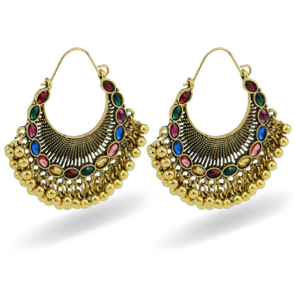 Indian Earrings Chandbalis Gold Round Beaded Earrings for Wowen-Gold - enjoyinshopping