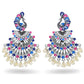 Indian Earrings Beaded Enamel Peacock Stud Earrings for Wowen-Blue - enjoyinshopping