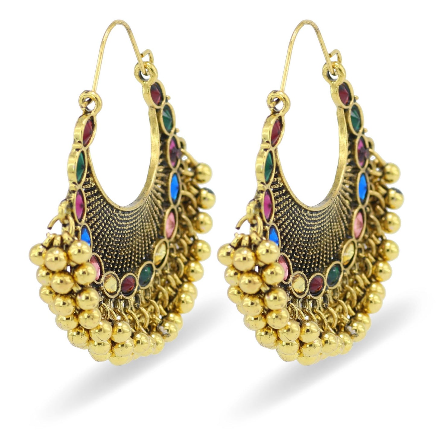 Indian Earrings Chandbalis Gold Round Beaded Earrings for Wowen-Gold - enjoyinshopping