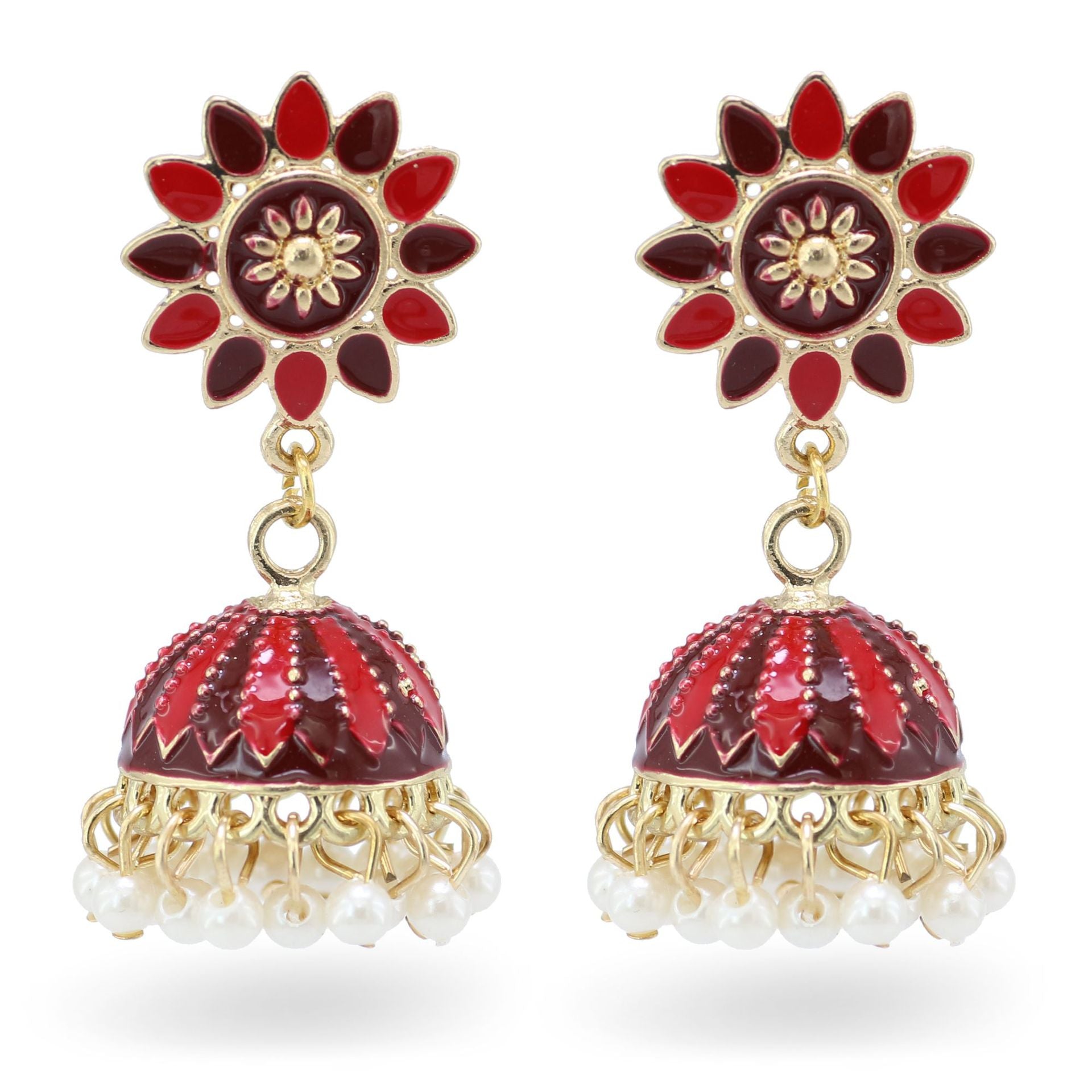 Indian Earrings Traditional Ethnic Bollywood Golden Flower Jhumka Jhumki Jumka Earrings for Wowen - enjoyinshopping