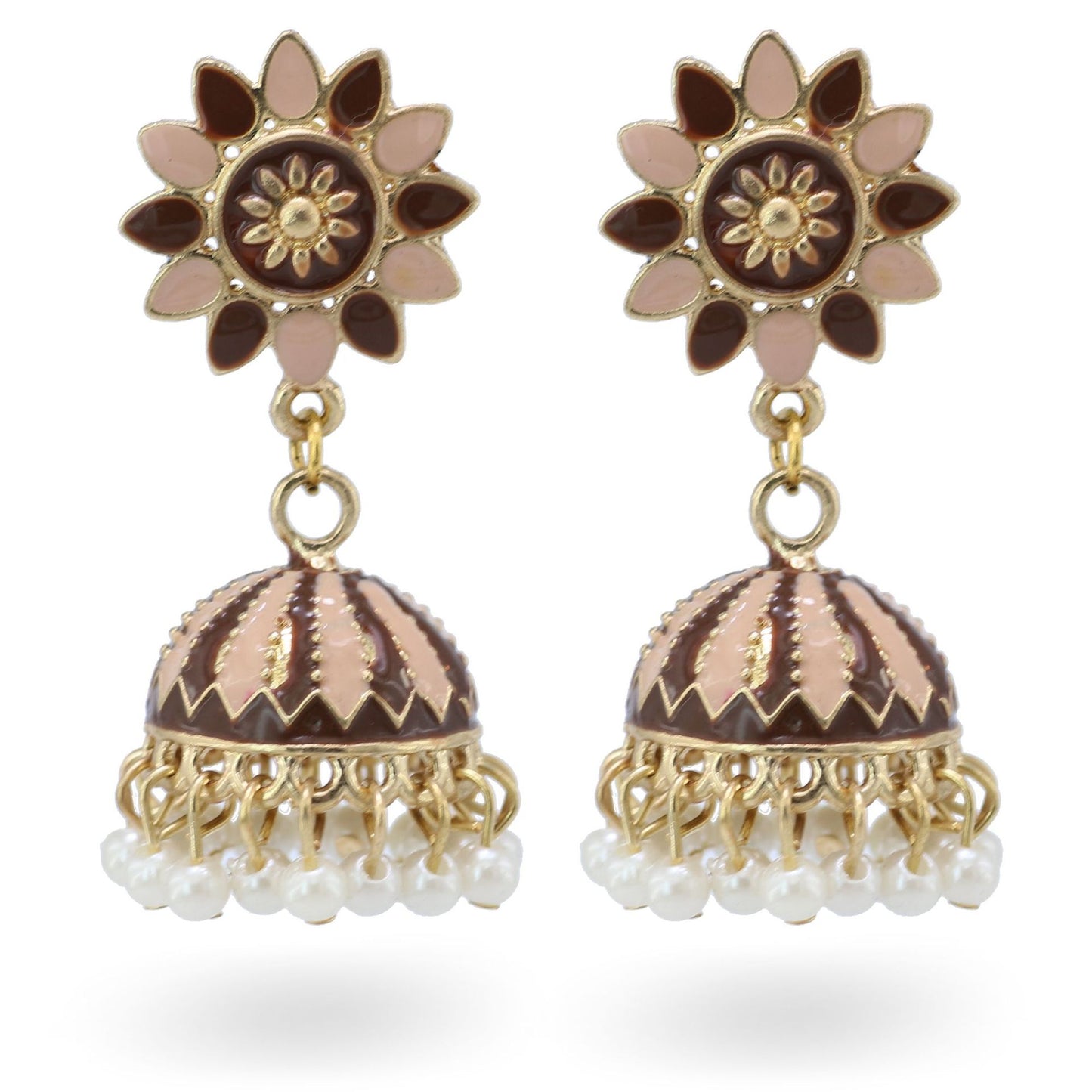 Indian Earrings Traditional Ethnic Bollywood Golden Flower Jhumka Jhumki Jumka Earrings for Wowen - enjoyinshopping