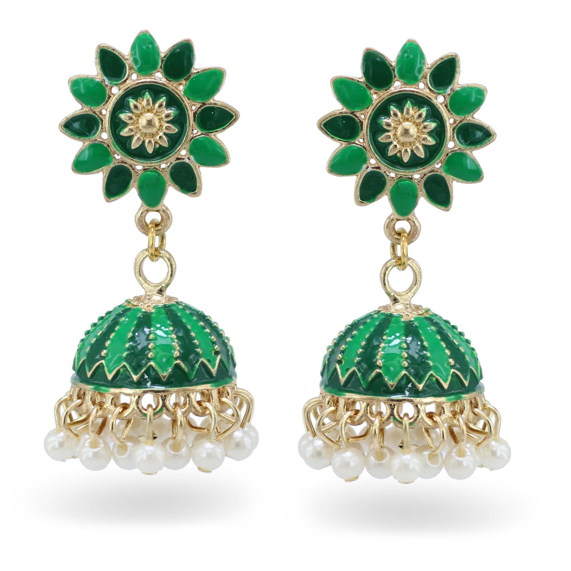 Indian Earrings Traditional Ethnic Bollywood Golden Flower Jhumka Jhumki Jumka Earrings for Wowen - enjoyinshopping