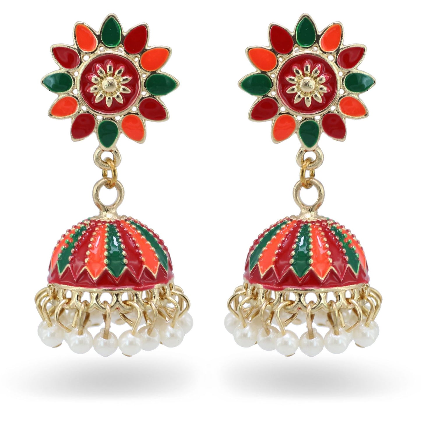 Indian Earrings Traditional Ethnic Bollywood Golden Flower Jhumka Jhumki Jumka Earrings for Wowen - enjoyinshopping