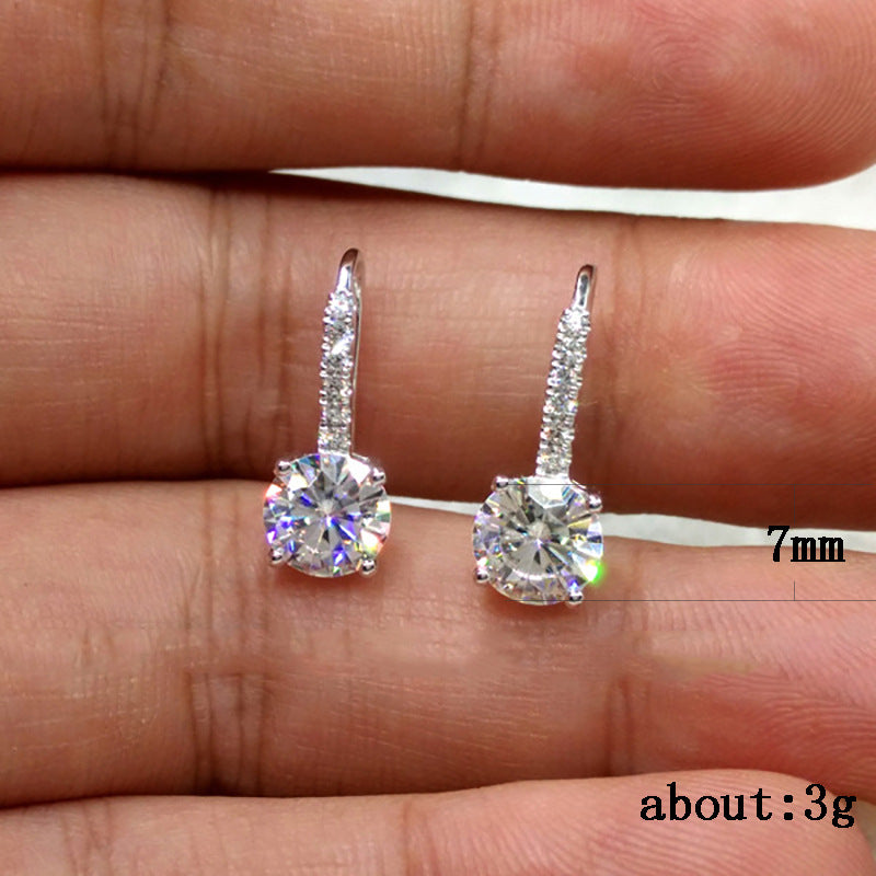 Hot Sale Simple Four-Claw Zircon Hook Earrings