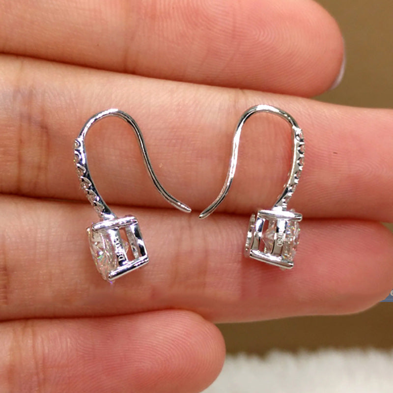 Hot Sale Simple Four-Claw Zircon Hook Earrings