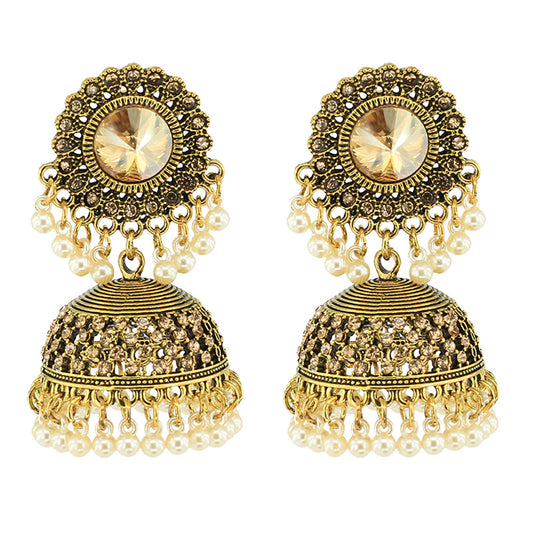 Indian Earrings Traditional Ethnic Bollywood Golden Oxidized Long Jhumka Jhumki Jumka Earrings for Wowen-Gold/Silver - enjoyinshopping