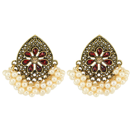 Indian Earrings Traditional Pearl Beaded Small Stud Earrings