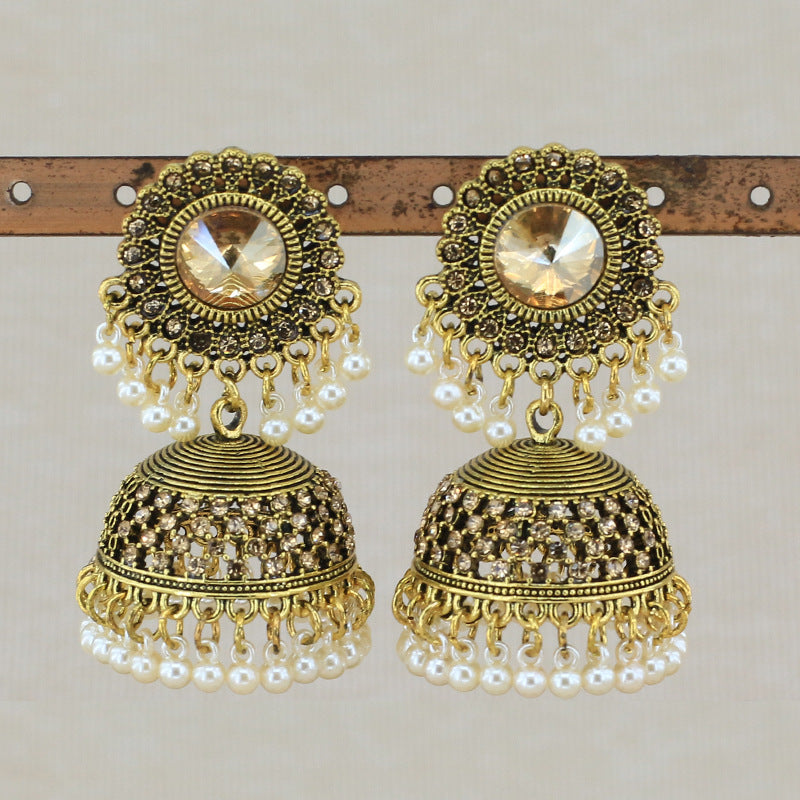 Indian Earrings Traditional Ethnic Bollywood Golden Oxidized Long Jhumka Jhumki Jumka Earrings for Wowen-Gold/Silver - enjoyinshopping