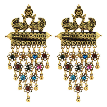 Indian Earrings Traditional Long Flower Beaded Earrings for Wowen