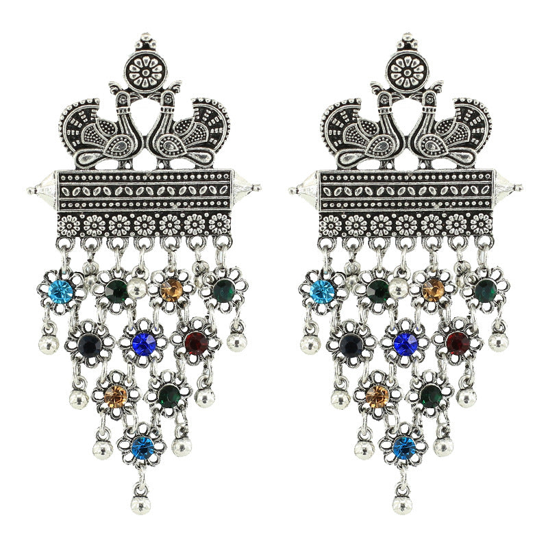 Indian Earrings Traditional Long Flower Beaded Earrings for Wowen