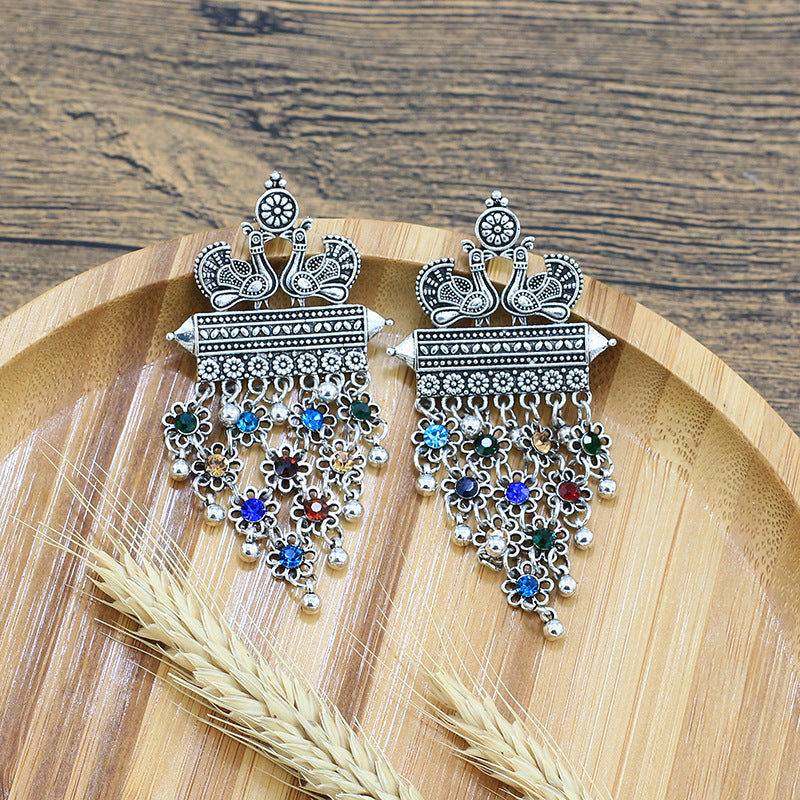 Indian Earrings Traditional Long Flower Beaded Earrings for Wowen