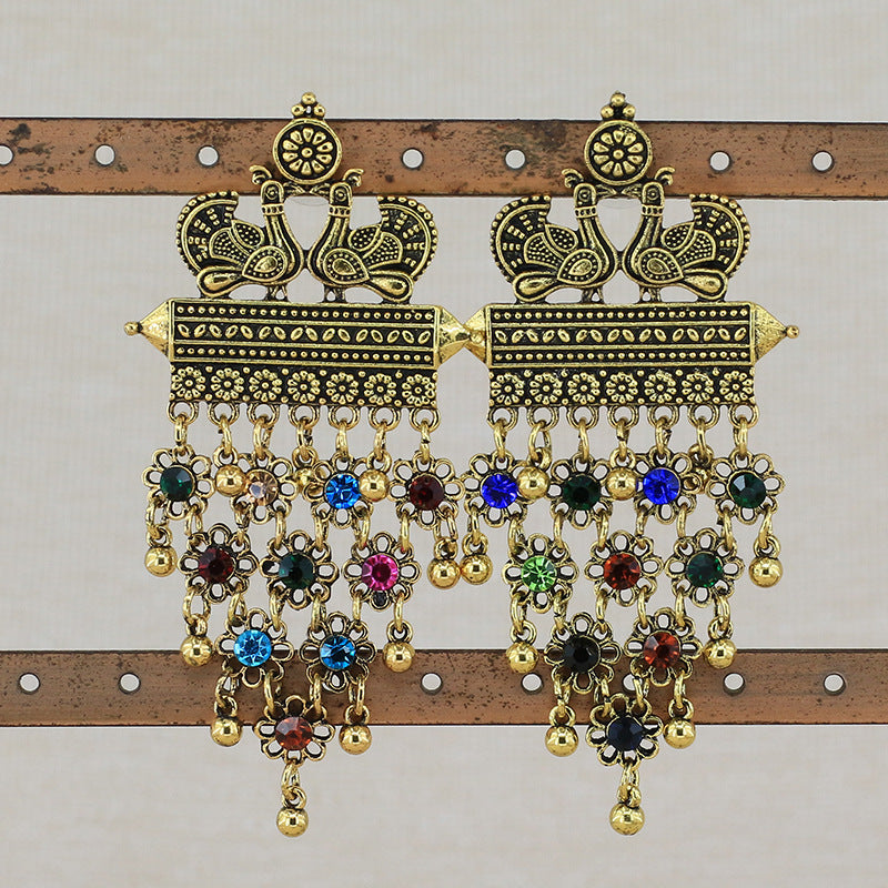 Indian Earrings Traditional Long Flower Beaded Earrings for Wowen