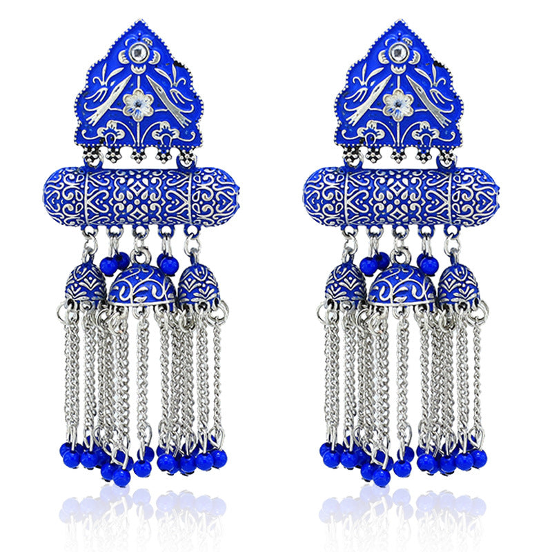 Indian Earrings Bohemian Tassel Earrings for Wowen-Blue - enjoyinshopping