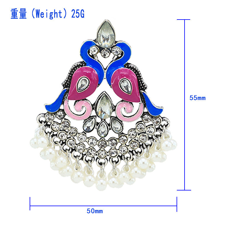 Indian Earrings Traditional Round Pearl Beaded Earrings Chandali for Wowen-Blue - enjoyinshopping