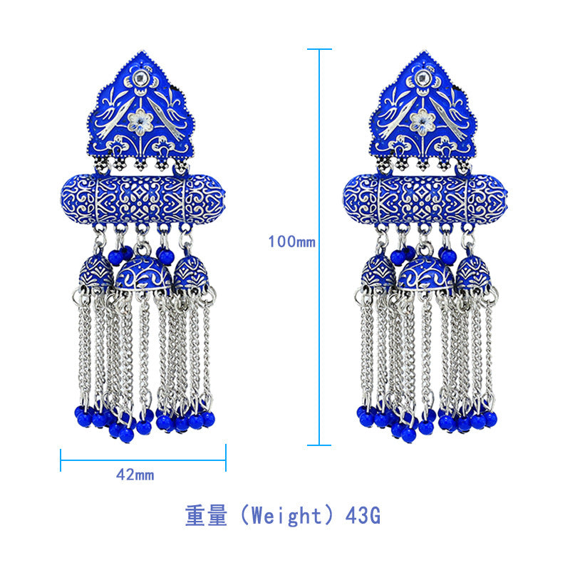 Indian Earrings Bohemian Tassel Earrings for Wowen-Blue - enjoyinshopping