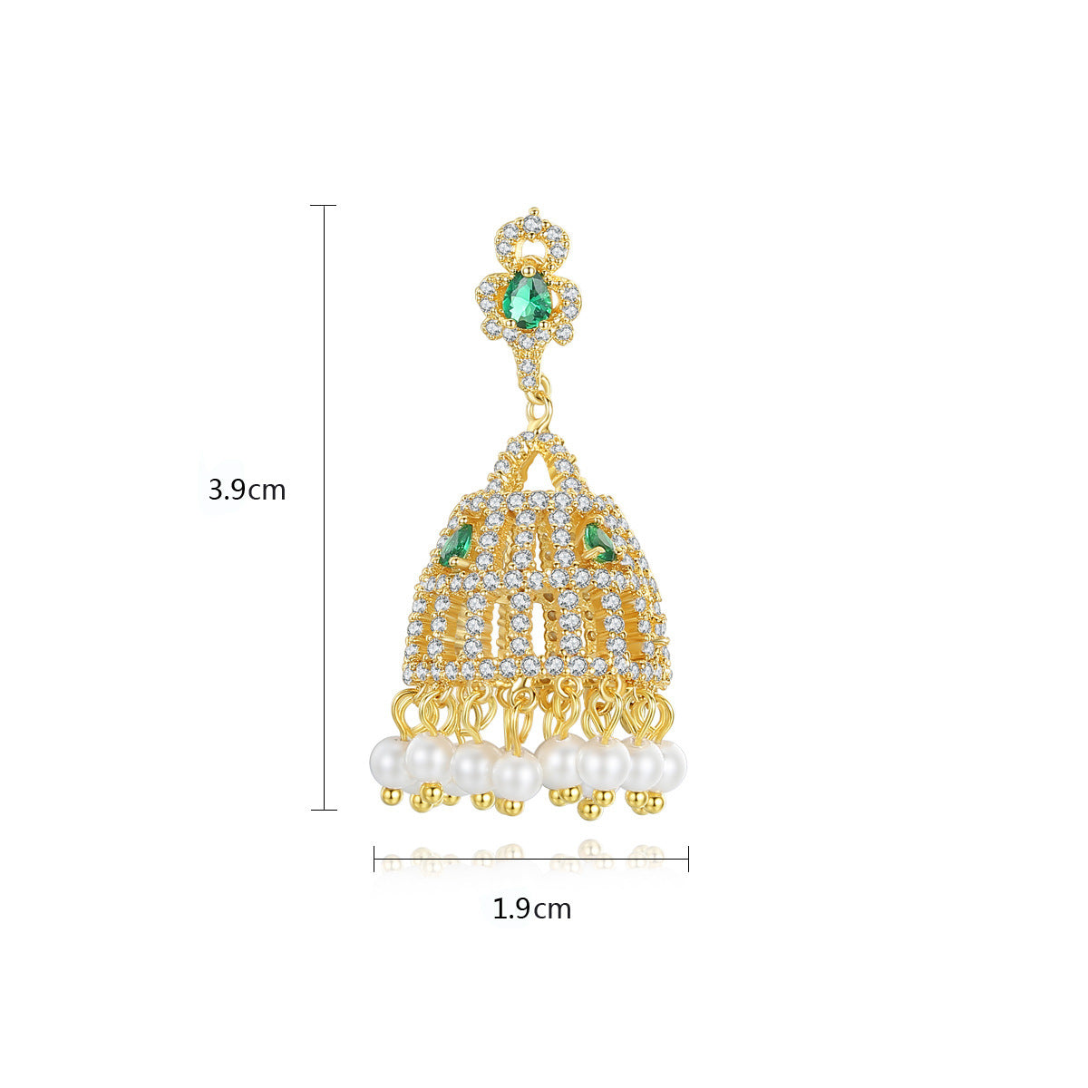 High-Quality Indian Style Earrings Bollywood Inlaid Zircon Luxury Jhumka Jhumki Jumka Earrings-Gold - enjoyinshopping