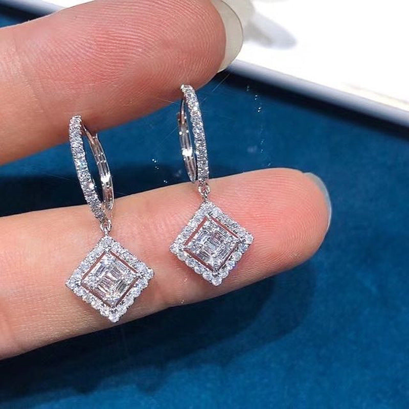 Shiny Kite Shaped Zircon Earrings