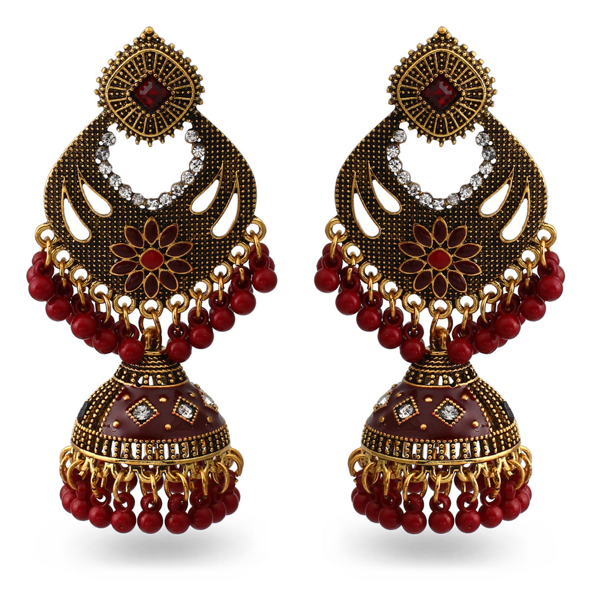 Indian Earrings Traditional Ethnic Bollywood Golden Oxidized Long Jhumka Jhumki Jumka Earrings for Wowen - enjoyinshopping