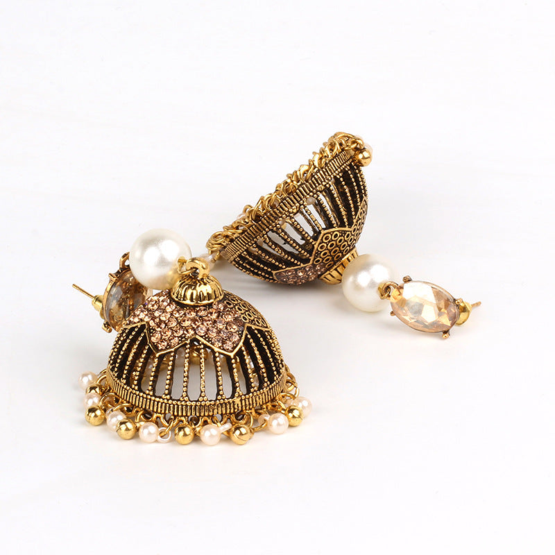 Indian Earrings Traditional Ethnic Bollywood Golden Oxidized Long Jhumka Jhumki Jumka Earrings for Wowen-Gold/Silver - enjoyinshopping