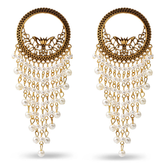 Indian Earrings Bohemian Pearl Tassel Earrings for Wowen-Gold/Silver - enjoyinshopping