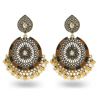 Indian Earrings Gold Round Beaded Earrings for Wowen-Gold/Silver