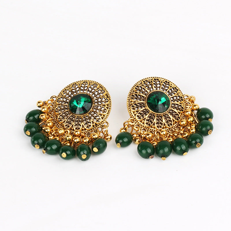 Indian Earrings Traditional Imitation Agate Beaded Small Stud Earrings