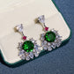 Recommended Luxury Inlaid Green Zircon Stud Earrings-Green