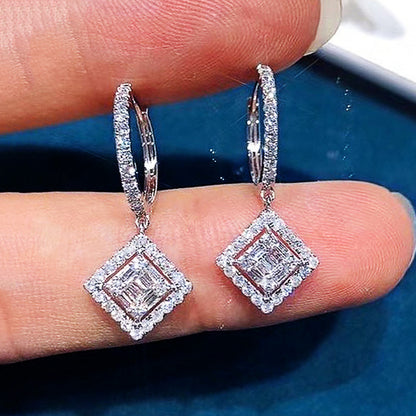 Shiny Kite Shaped Zircon Earrings