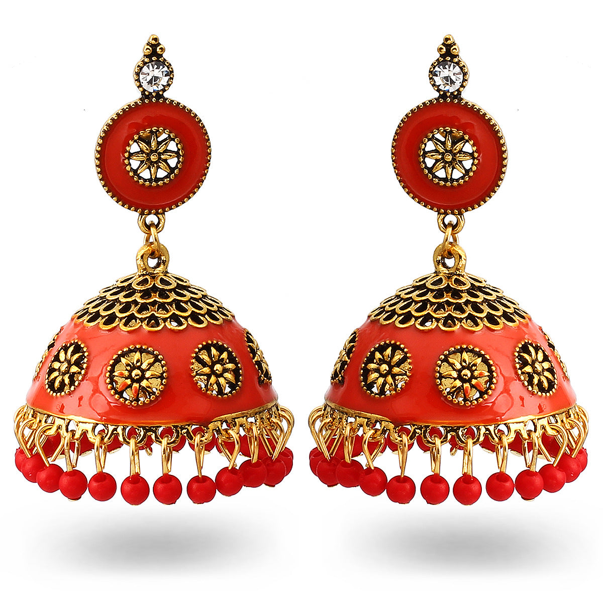 Indian Earrings Traditional Ethnic Bollywood Golden Oxidized Long Jhumka Jhumki Jumka Earrings for Wowen - enjoyinshopping