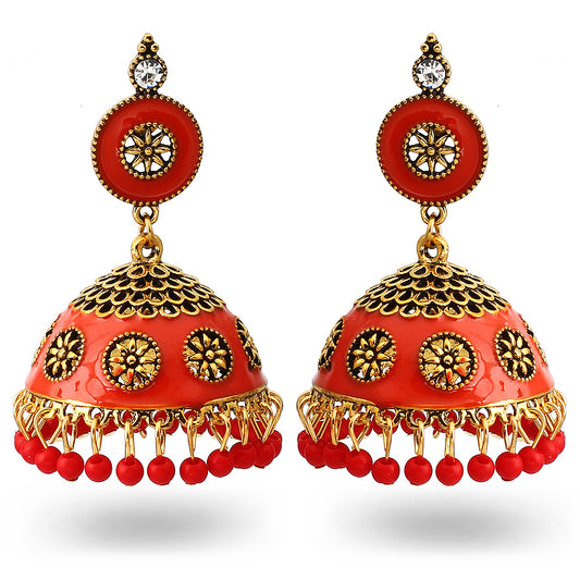 Indian Earrings Traditional Ethnic Bollywood Golden Oxidized Long Jhumka Jhumki Jumka Earrings for Wowen - enjoyinshopping