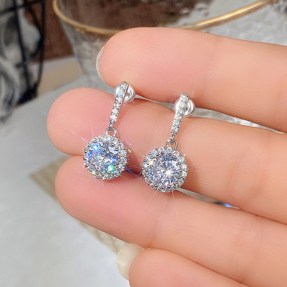 Rhinestone Geometric Round Zircon Women's Earrings