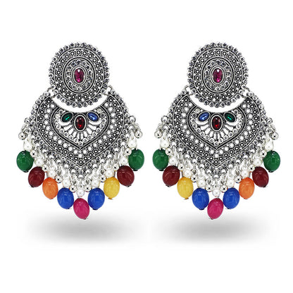 Indian Earrings Traditional Round Beaded Earrings Chandali for Wowen-Pink/Multicolor - enjoyinshopping