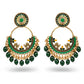 Indian Earrings Traditional Round Beaded Oil dripping Flower Earrings Chandali for Wowen-Green/Pink