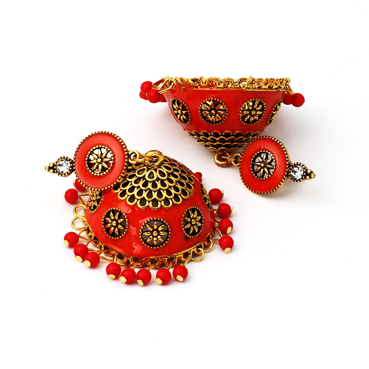 Indian Earrings Traditional Ethnic Bollywood Golden Oxidized Long Jhumka Jhumki Jumka Earrings for Wowen - enjoyinshopping