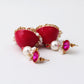 Indian Earrings Traditional Round Beaded Oil dripping Flower Earrings Chandali for Wowen-Black/Red - enjoyinshopping