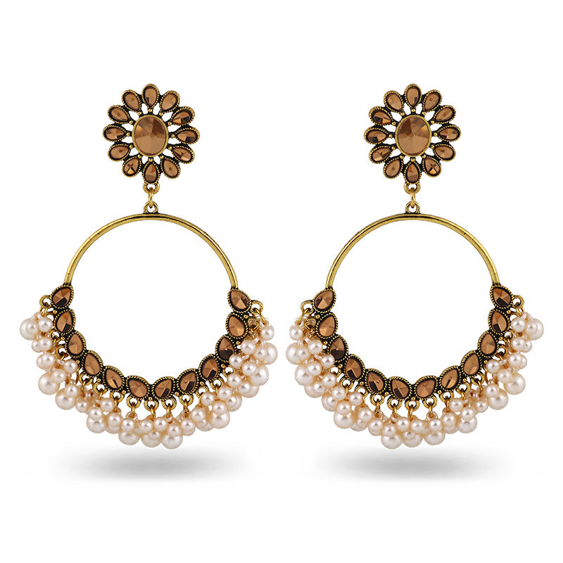 Indian Earrings Traditional Round Beaded Earrings Chandali for Wowen-Gold/Silver - enjoyinshopping