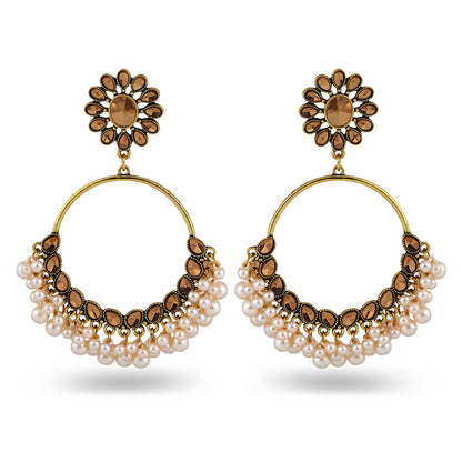 Indian Earrings Traditional Round Beaded Earrings Chandali for Wowen-Gold/Silver - enjoyinshopping