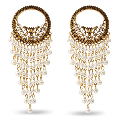 Indian Earrings Bohemian Pearl Tassel Earrings for Wowen-Gold/Silver - enjoyinshopping